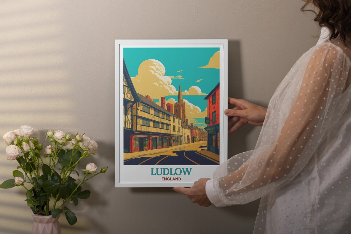 Ludlow England Broad Street Historic Old Town Scene Travel Poster - Image 3