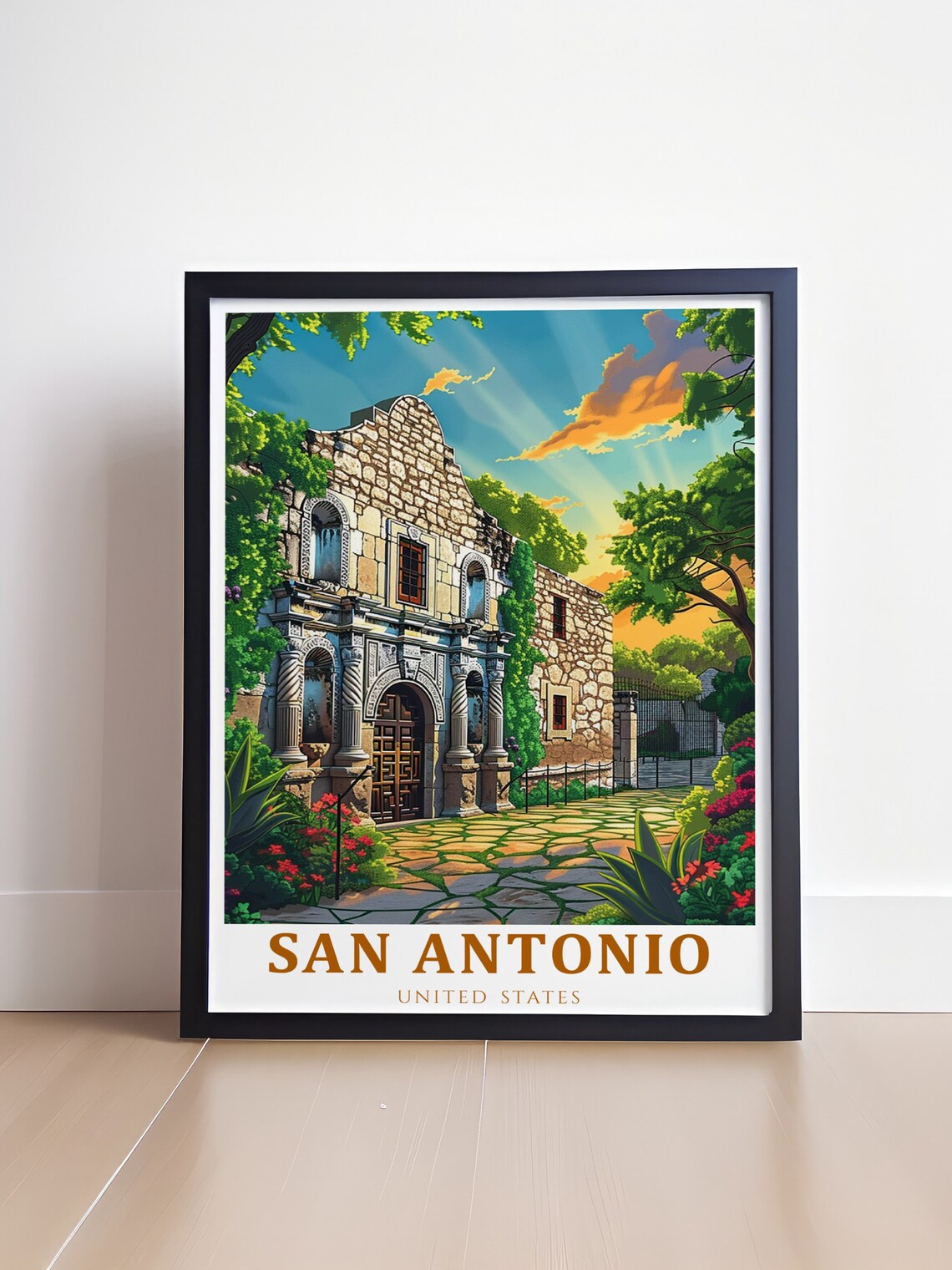 San Antonio United States The Alamo Mission Garden Historic Art Poster - Image 4