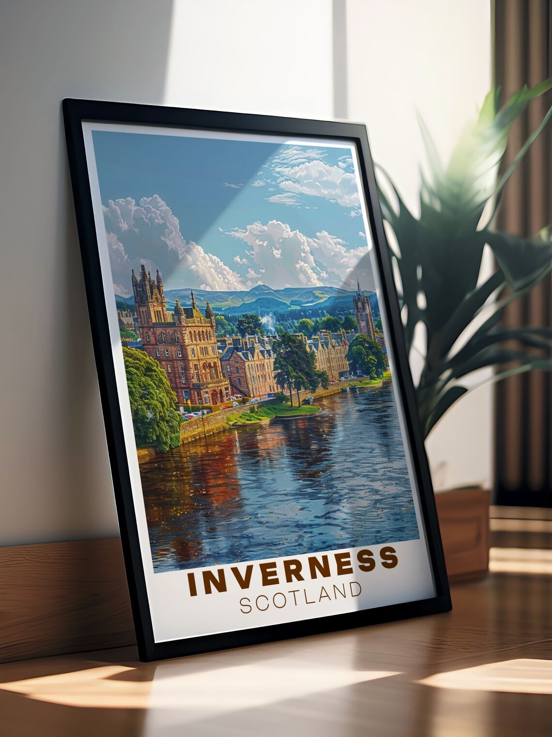 Inverness Scotland Castle Above River Ness Sunset Travel Poster - Image 3