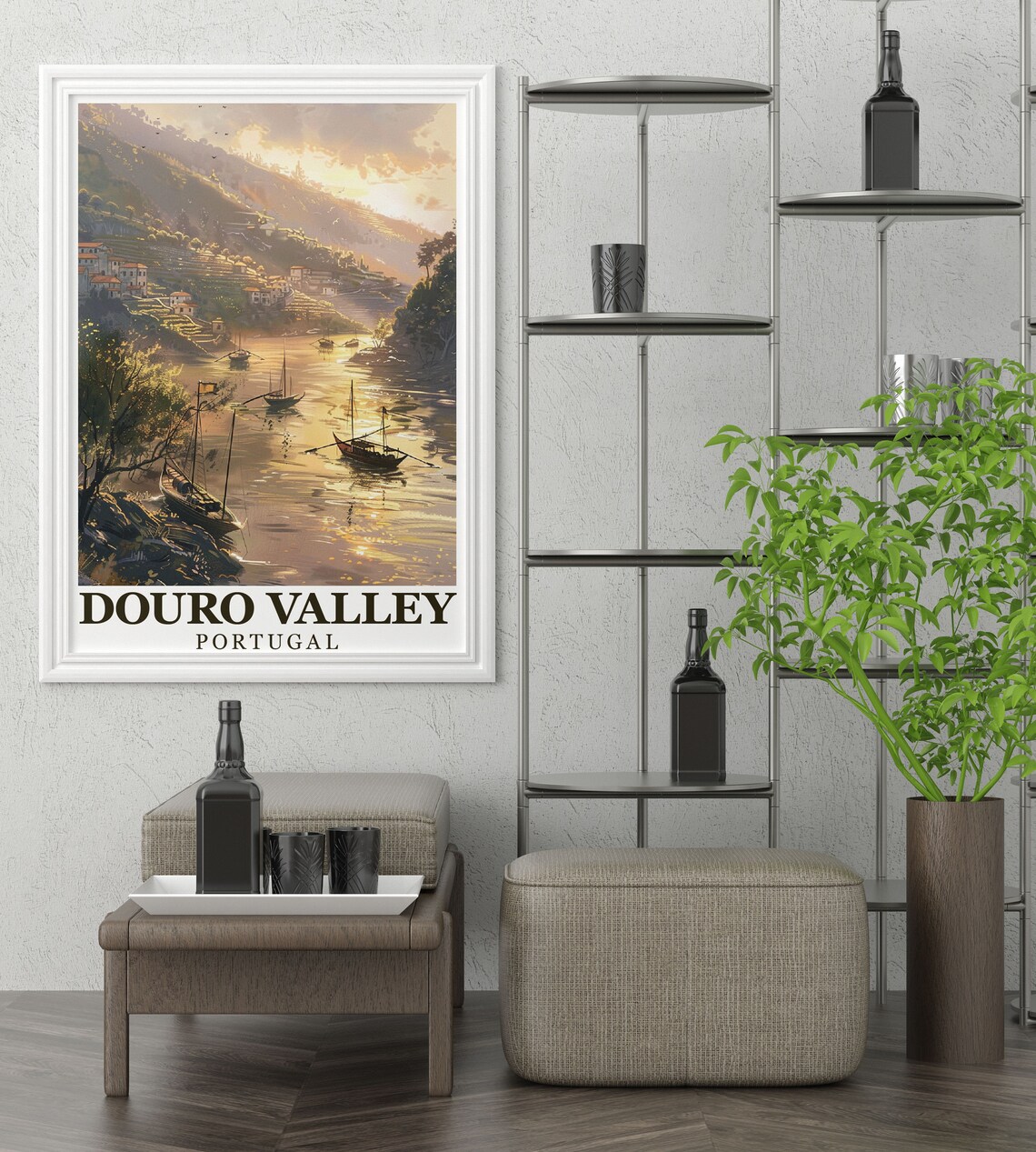 Douro Valley Portugal Golden Sunset River Rabelo Boats Poster - Image 2