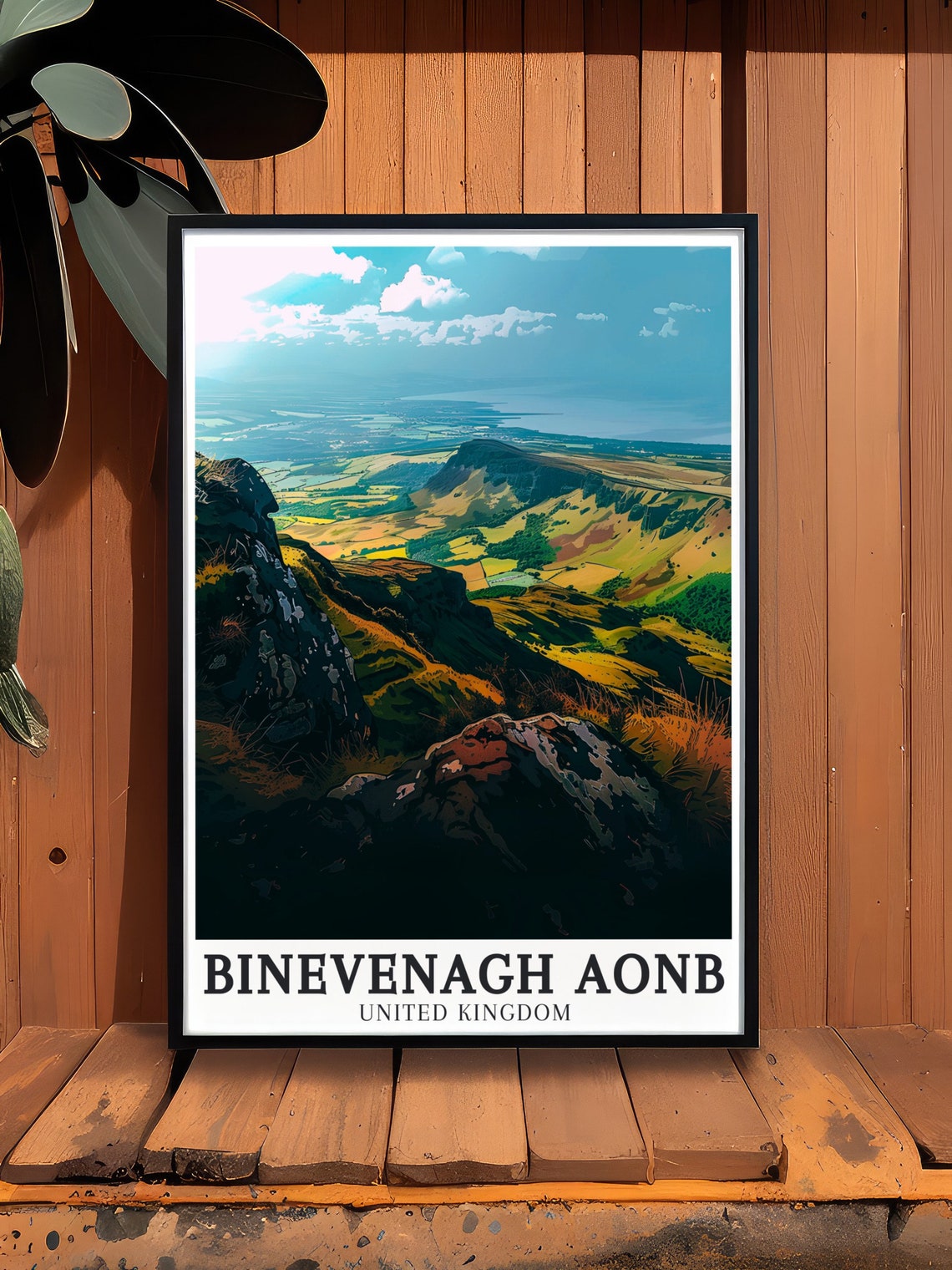Binevenagh AONB Rocky Cliffs Valley View United Kingdom Travel Poster - Image 2