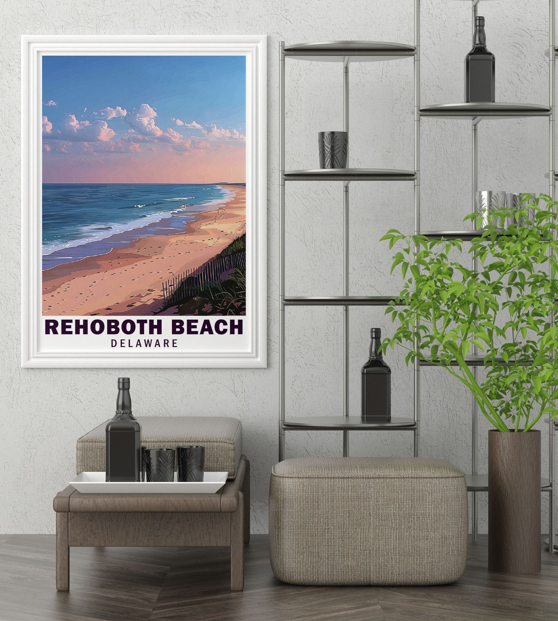 Rehoboth Beach Calm Seascape Delaware Coastline Sand Dunes Poster - Image 3