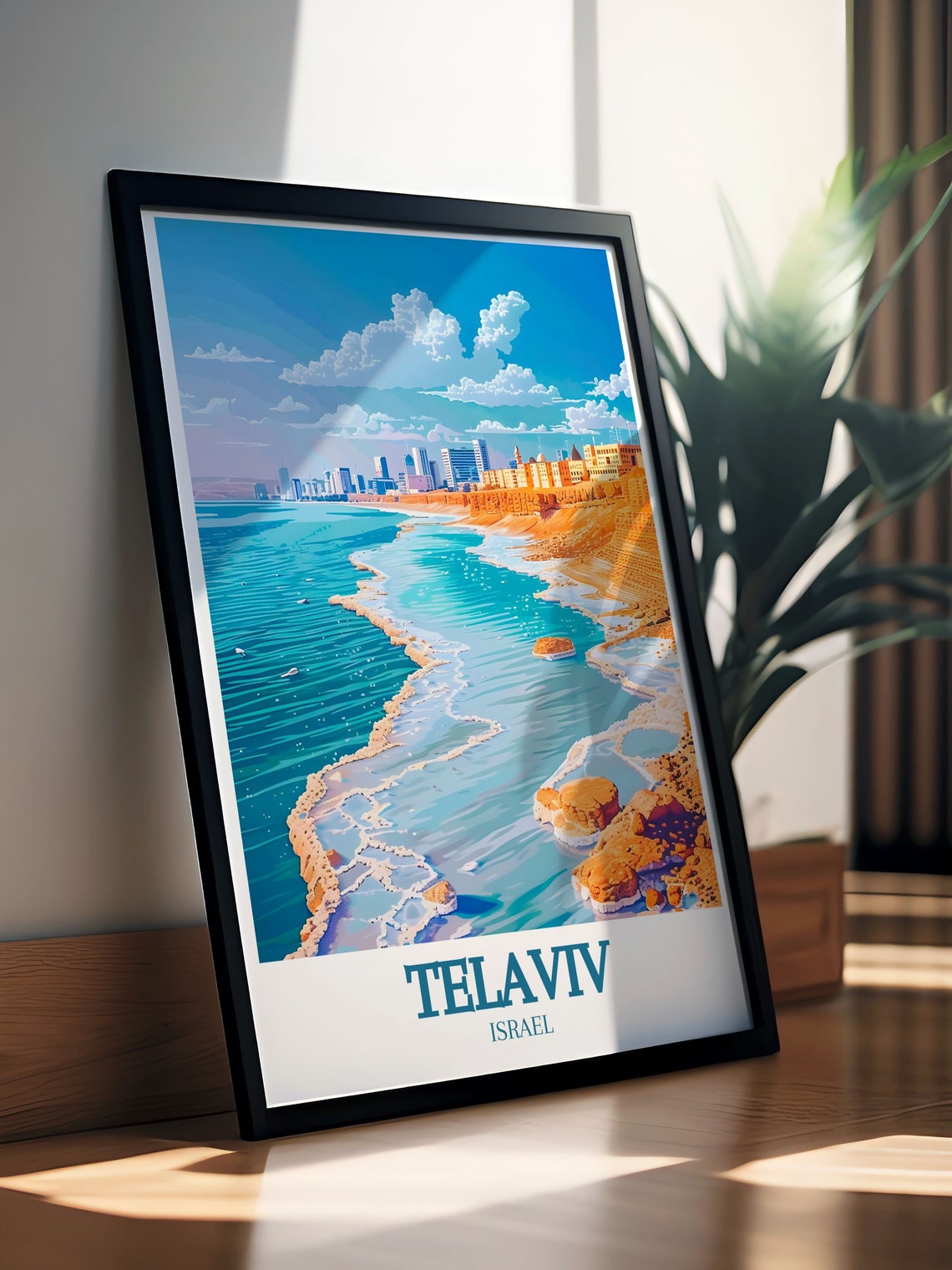 Tel Aviv Israel Turquoise Shoreline with Salt Formations Poster - Image 3