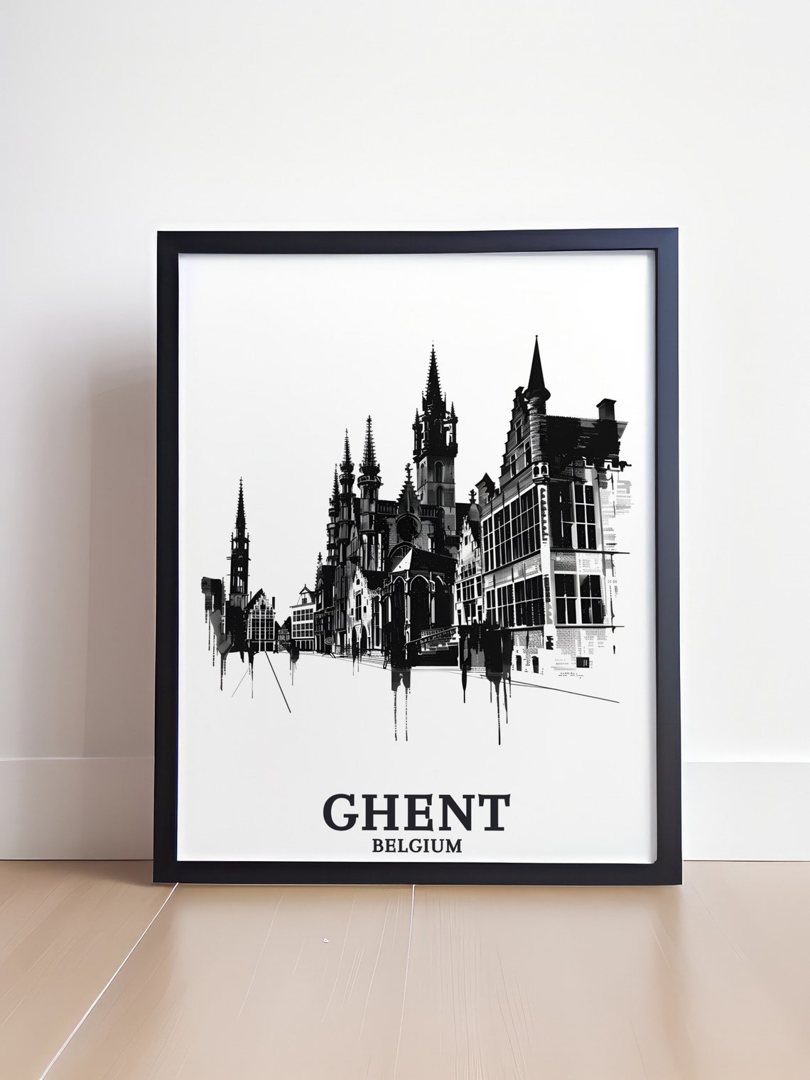Ghent Travel Poster Ghents Cloth Hall Lakenhalle Poster Cloth Hall Lakenhalle Print Ghent Travel Print Ghent Wall Art - Image 4