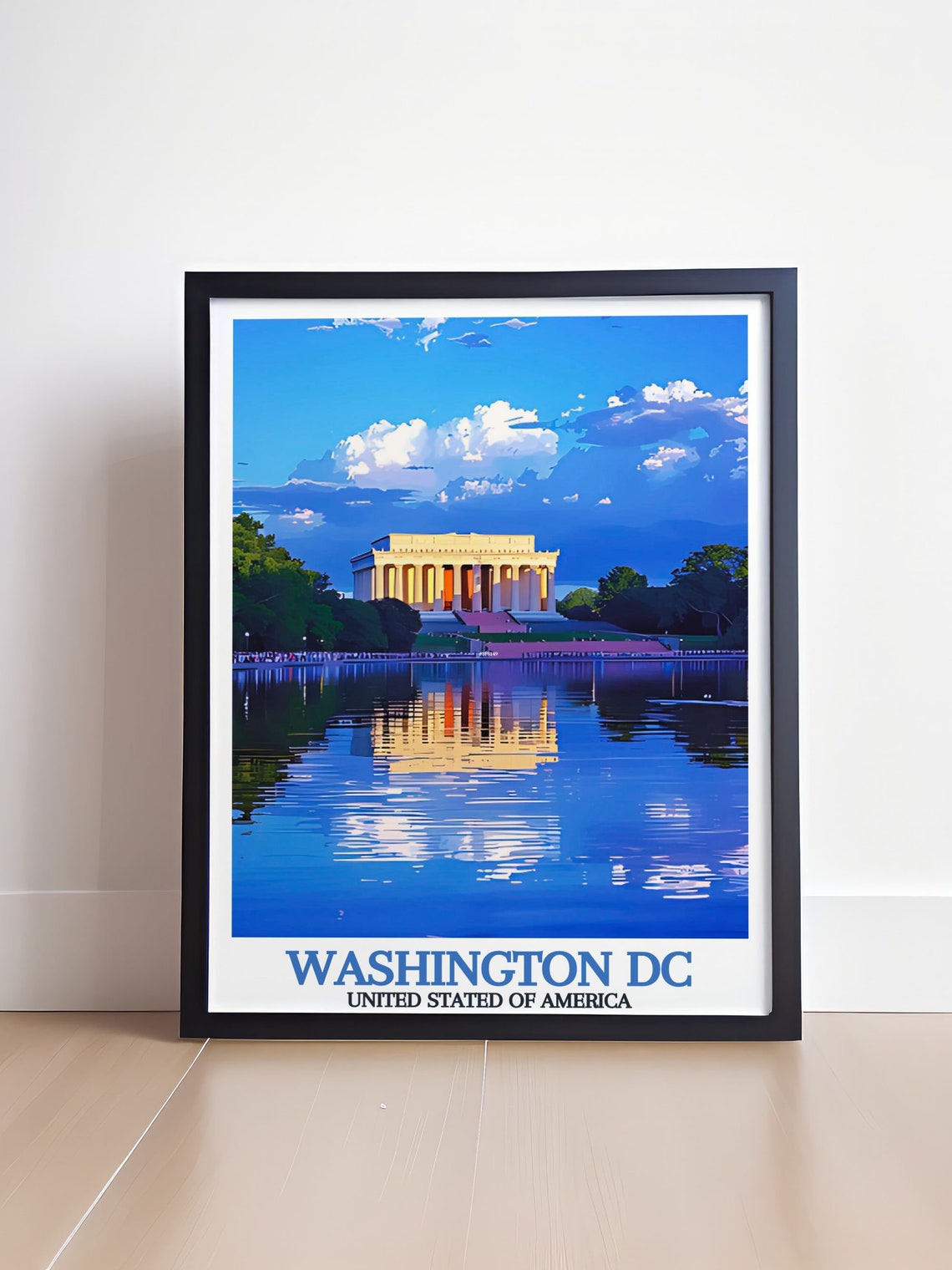 Lincoln Memorial Reflected in the Pool at Blue Twilight Hour Poster - Image 4