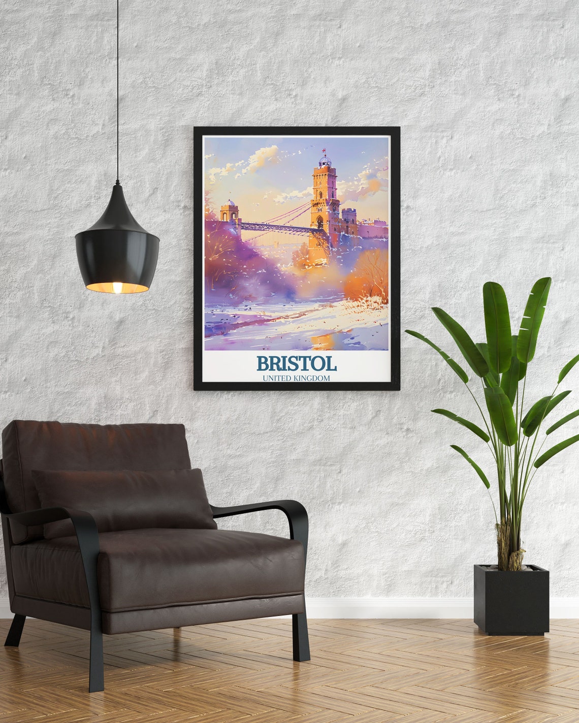 Bristol Winter Watercolor Suspension Bridge Over The Avon Poster - Image 2