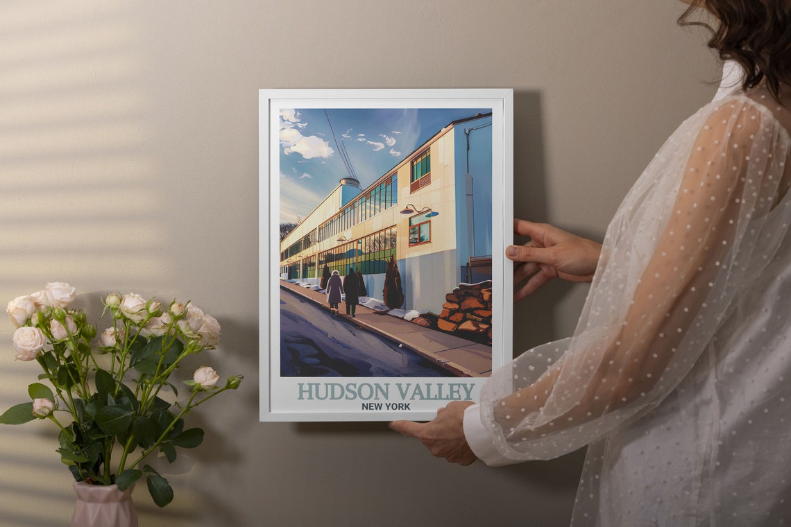 Hudson Valley The Wick Hotel Winter Street Modern Facade Poster - Image 3