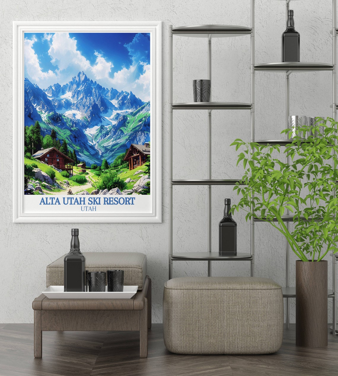 Alta Utah Ski Resort Snowy Alpine Cabins Winter Peaks Poster - Image 4