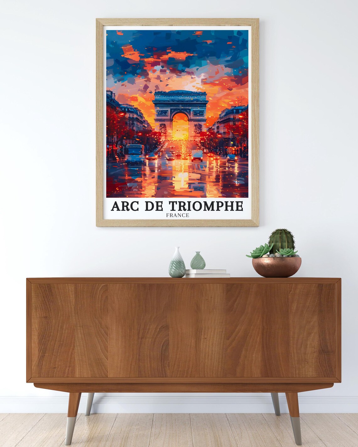 Arc de Triomphe France Fiery Sunset over Champs Elysees Avenue Poster - Image 2