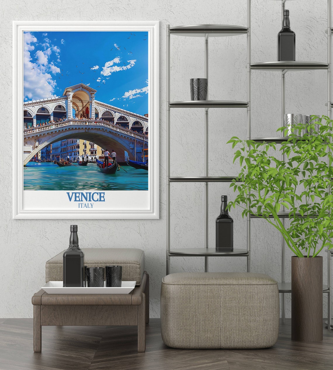 Venice Italy Rialto Bridge Gondolas Canal Scenic Travel Poster - Image 4