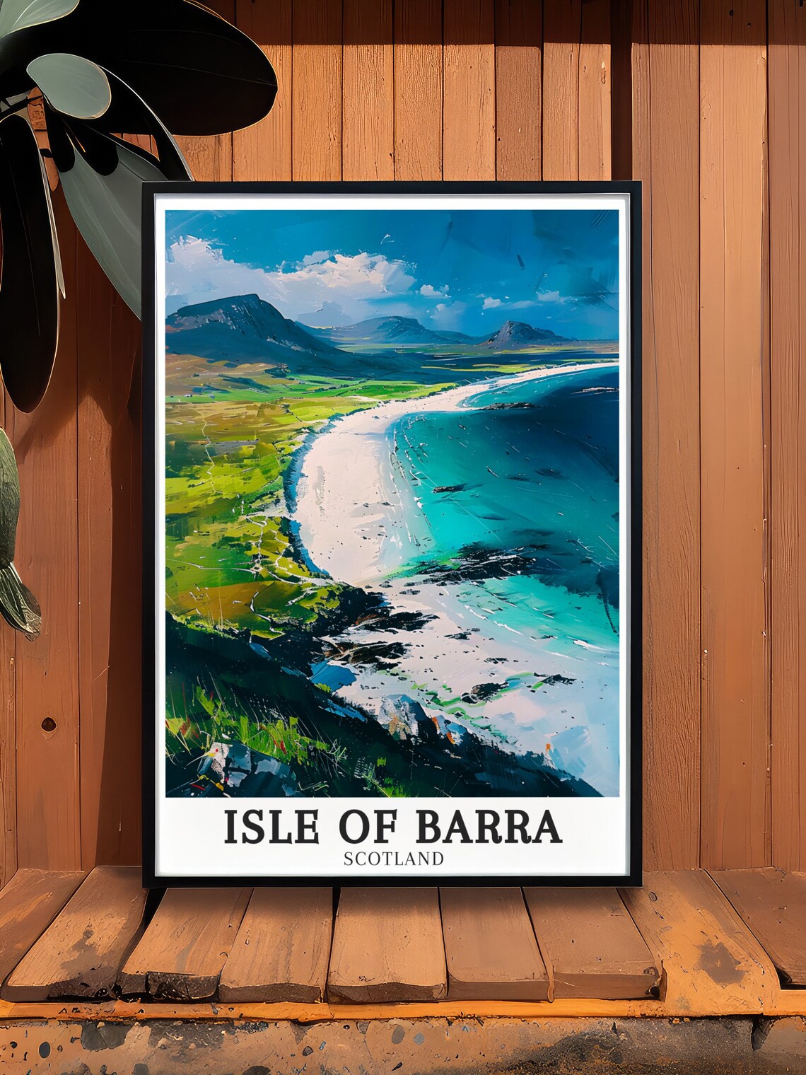 Isle Of Barra Scotland Turquoise Bay Aerial Coastline Travel Poster - Image 3
