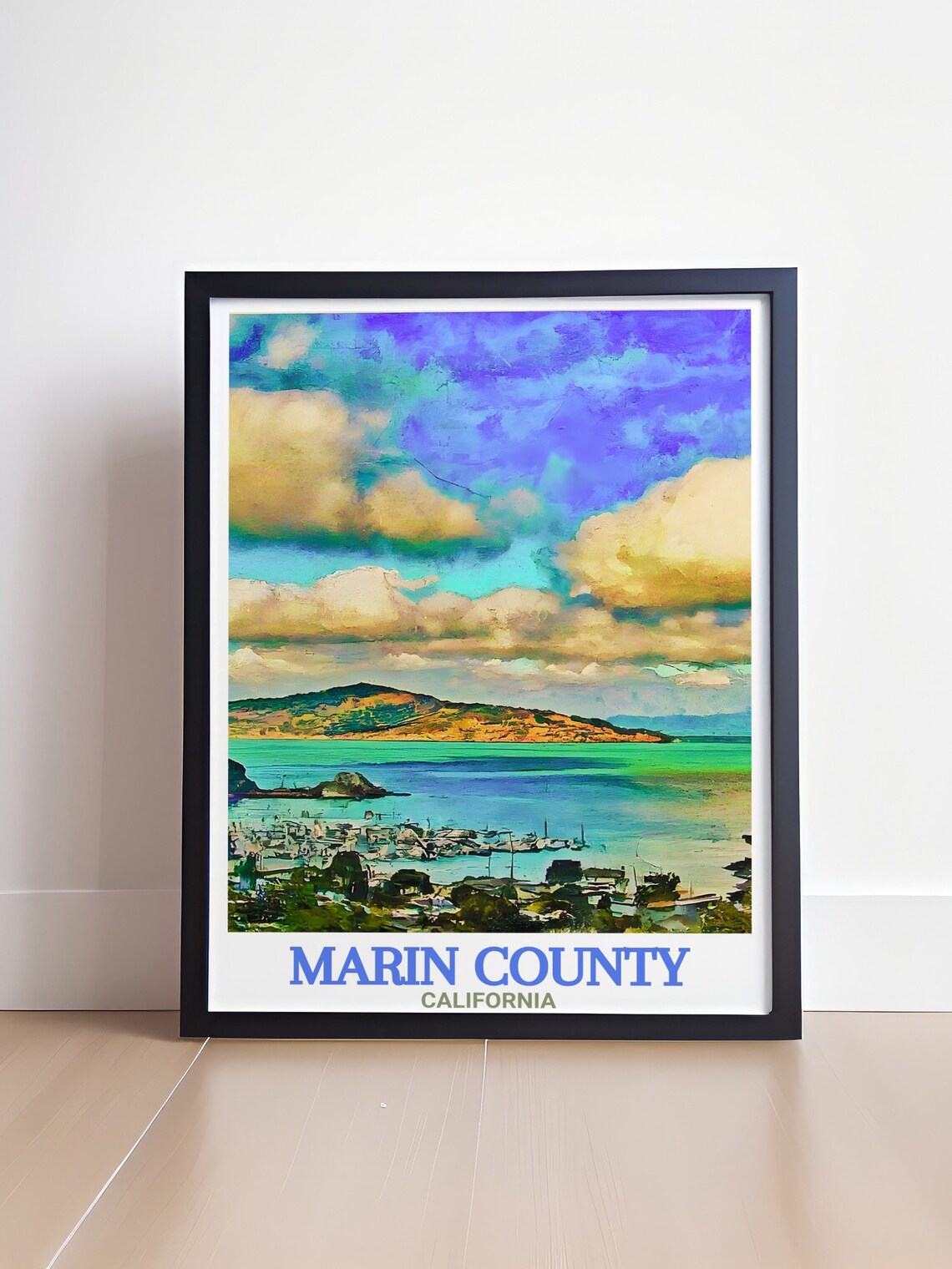Sausalito Bay View Across the Water Marin County Travel Poster - Image 4