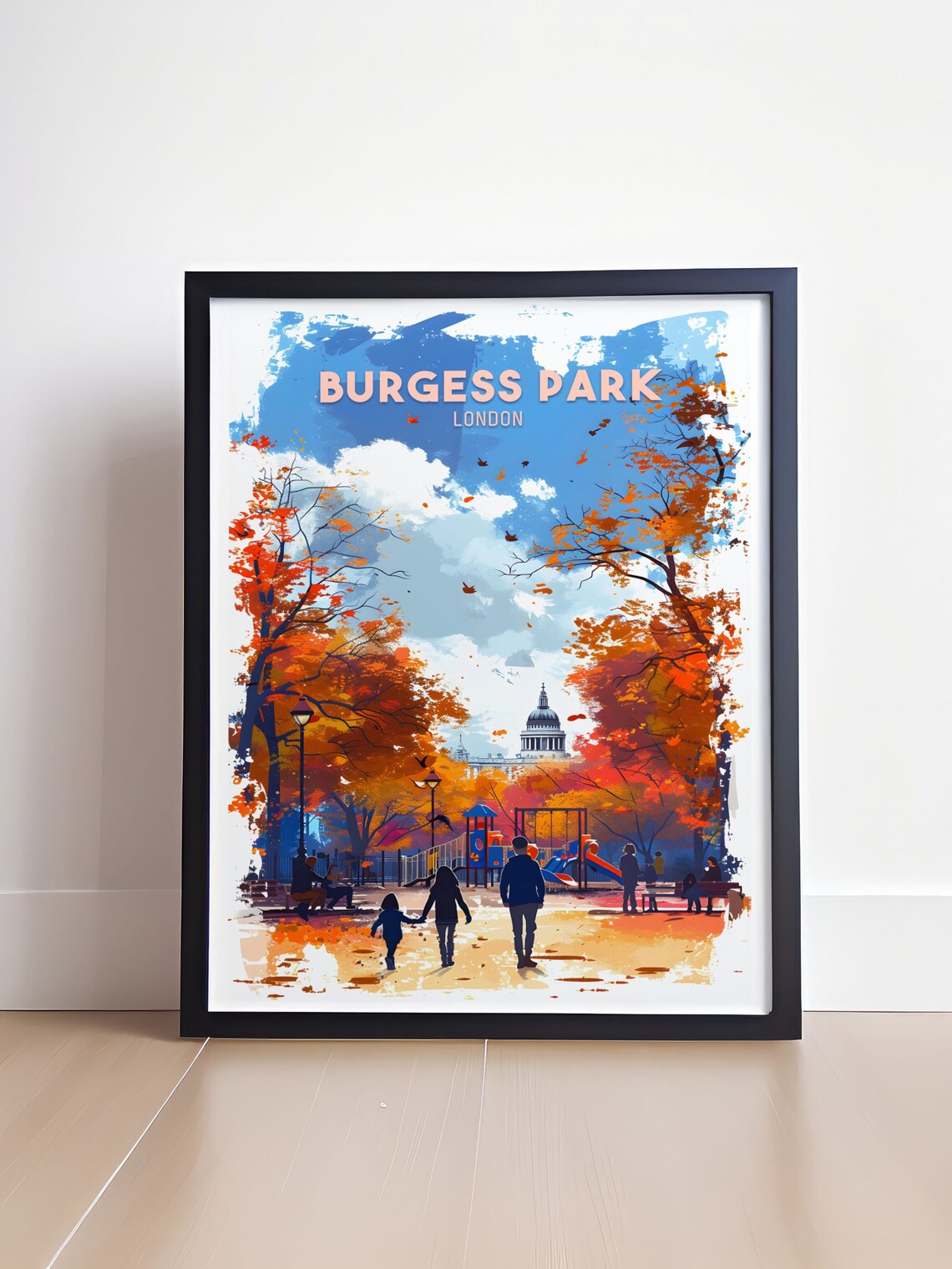 Burgess Park London Autumn Playground Fall Family Travel Poster - Image 4