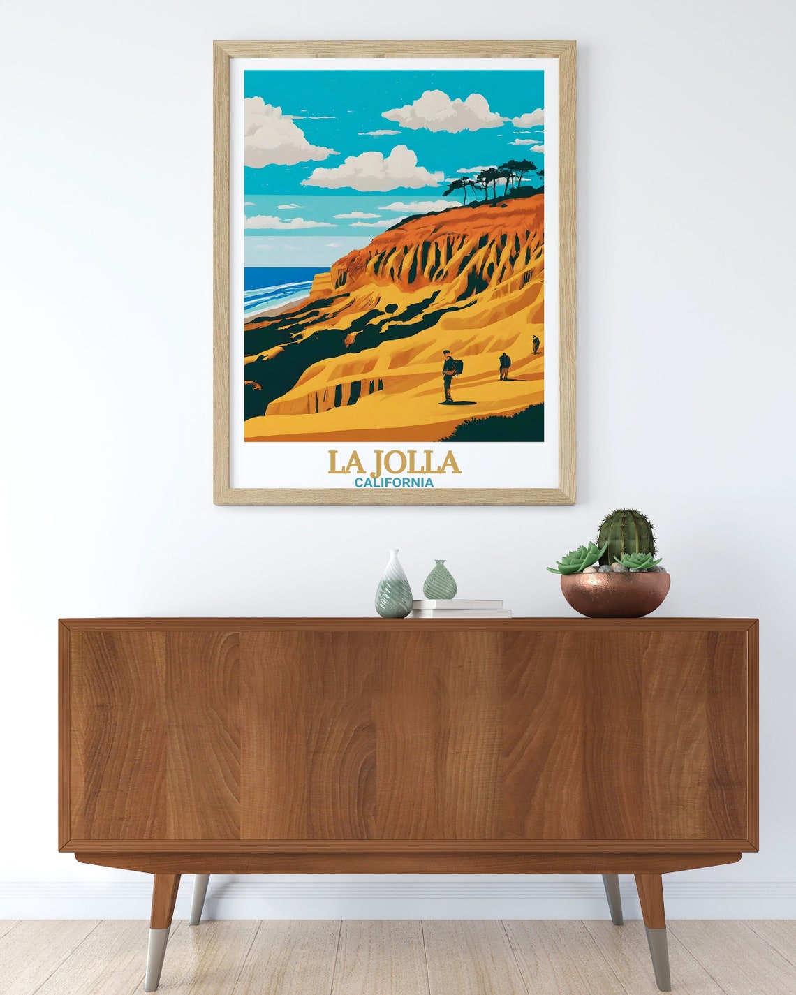 La Jolla Torrey Pines Golden Sandstone Cliffs And Hikers Trail Poster - Image 3