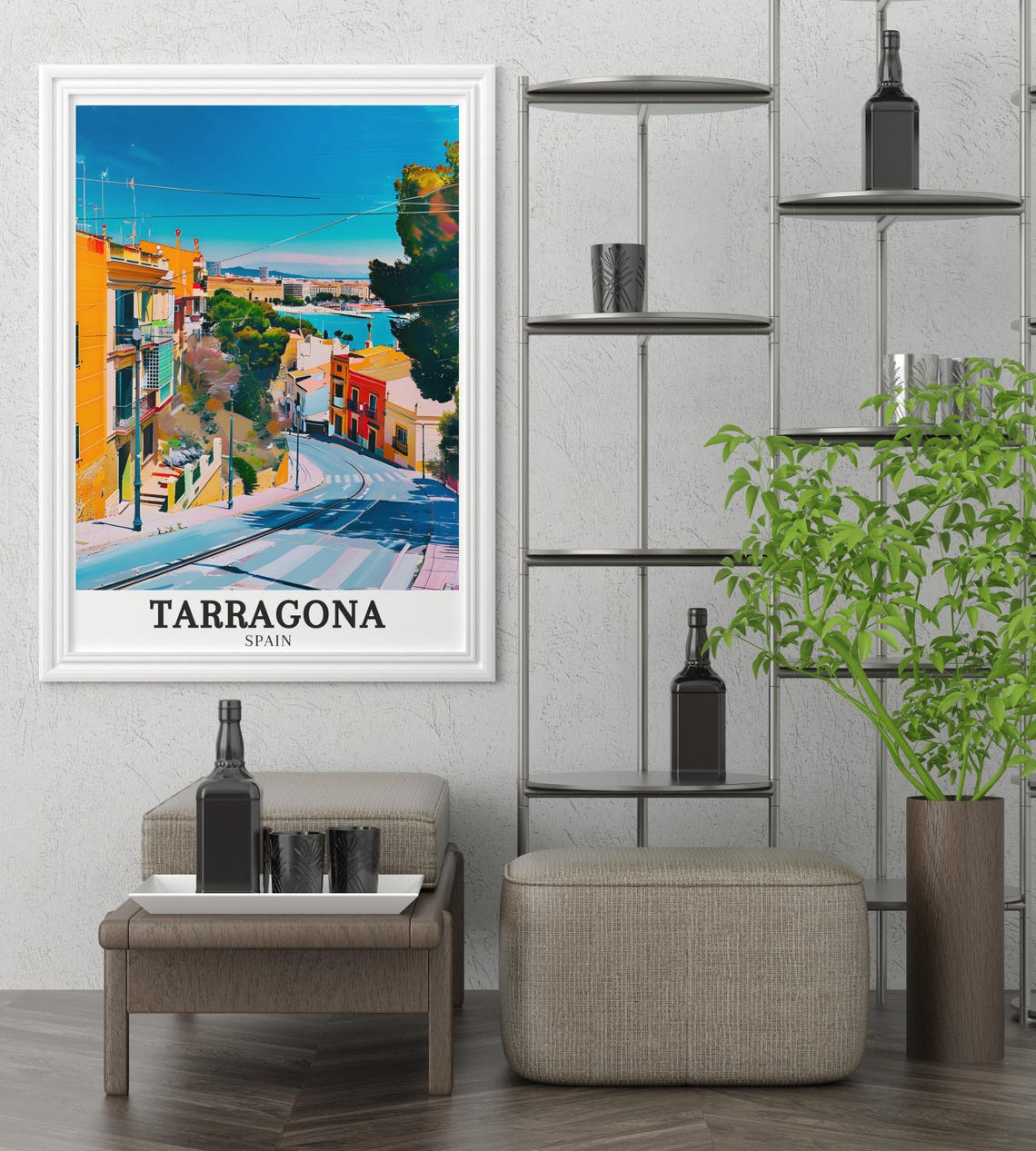 Tarragona Spain Harbor Overlook Old Town Street Scene Poster - Image 3