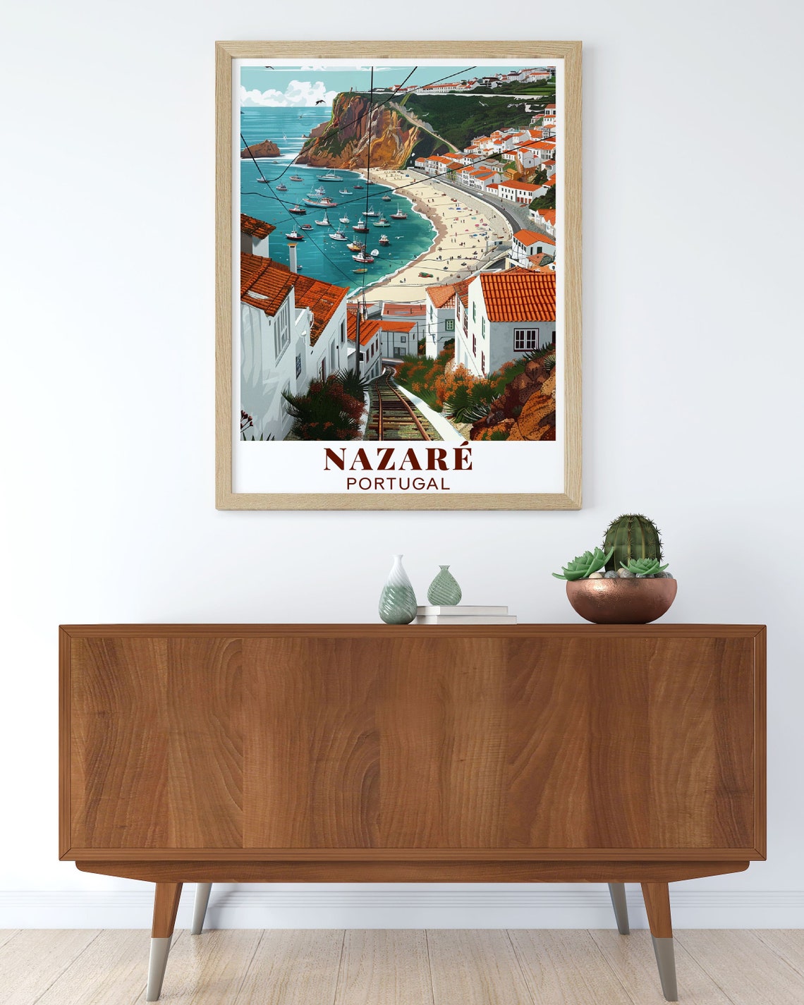 Nazar Poster Traditional Fishing Village Decor Portugal Travel Art Nazar Print - Image 3