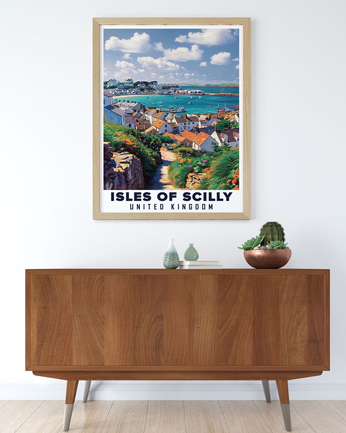 Isles of Scilly United Kingdom Hugh Town Harbor Cottages Boats Poster - Image 3