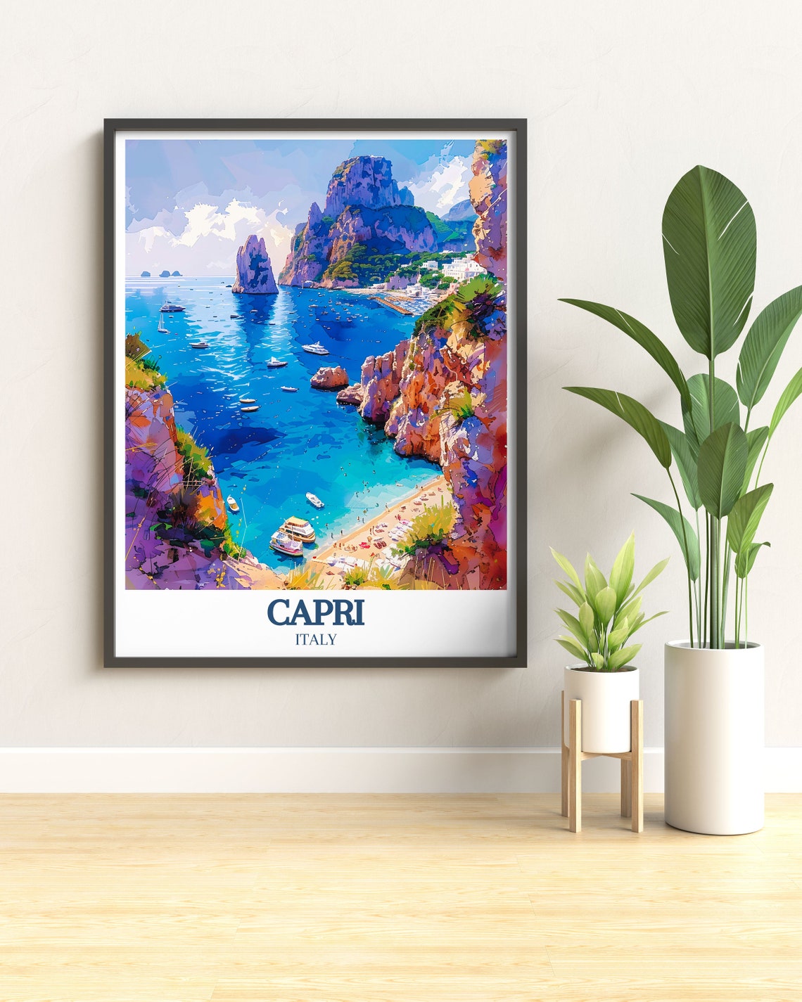 Capri Faraglioni Rocks Turquoise Coastline Italy Travel Poster - Image 2