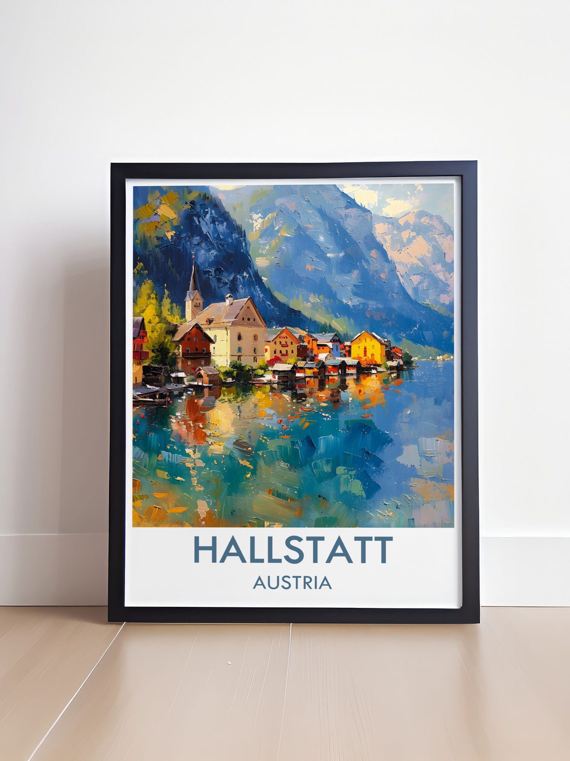 Hallstatt Austria Lakeside Village Painterly Impression Poster - Image 4