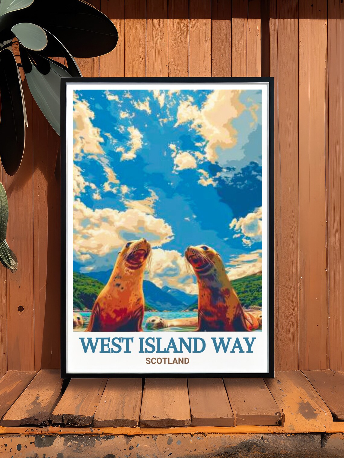 West Island Way Scotland Seals Wildlife Sunny Bay View Poster - Image 2