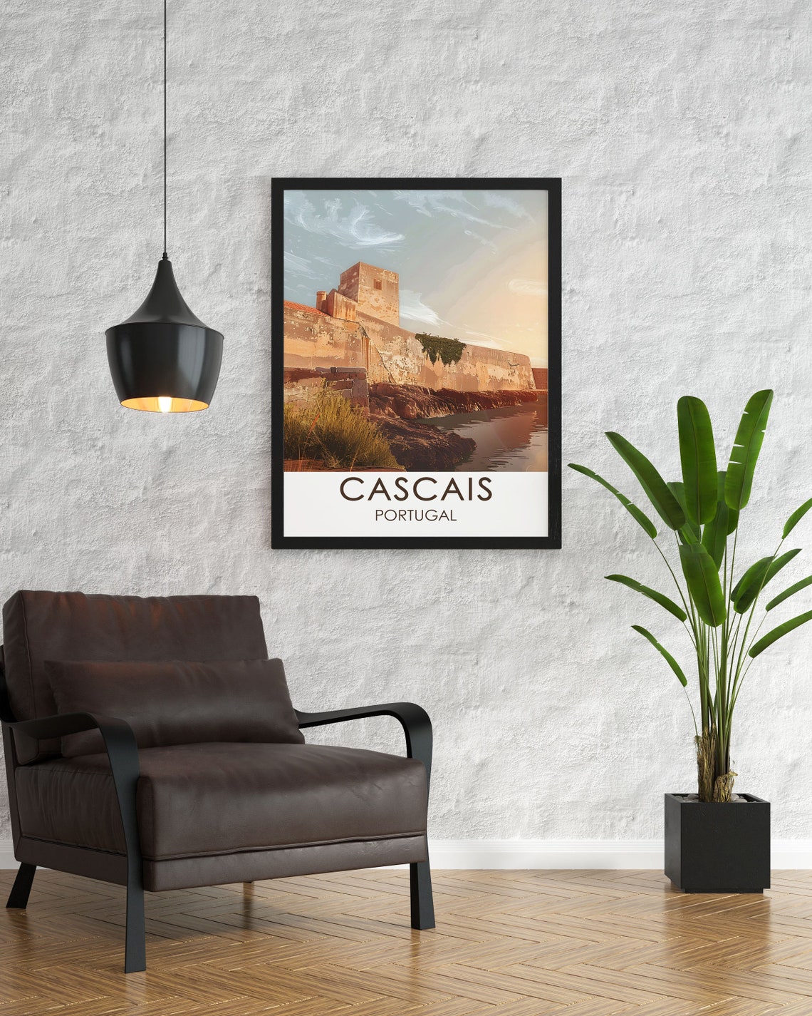 Cascais Citadel Travel Art Collection Portugal Art Prints Historic Coastal Decor Cascais Citadel Art Prints Portugal Travel Posters - Image 2