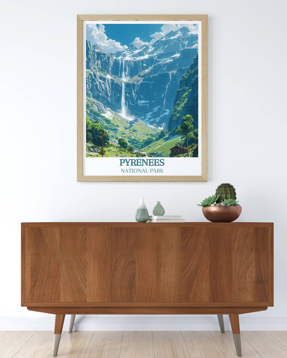 Pyrenees National Park Alpine Waterfalls Mountain Cabin Valley Poster - Image 3