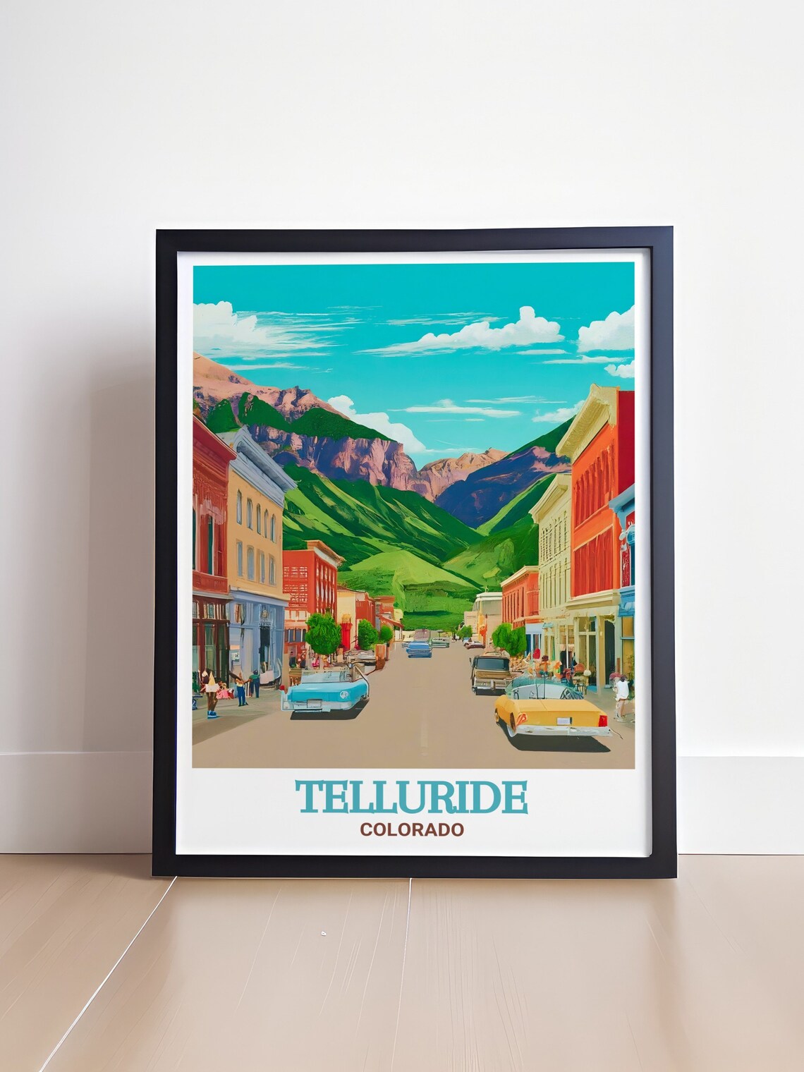 Telluride Colorado Historic Main Street Classic Cars Travel Poster - Image 4
