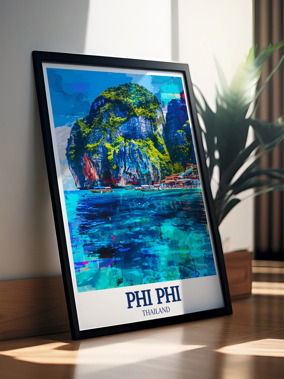 Phi Phi Thailand Towering Limestone Cliffs Longtail Boats Poster - Image 3