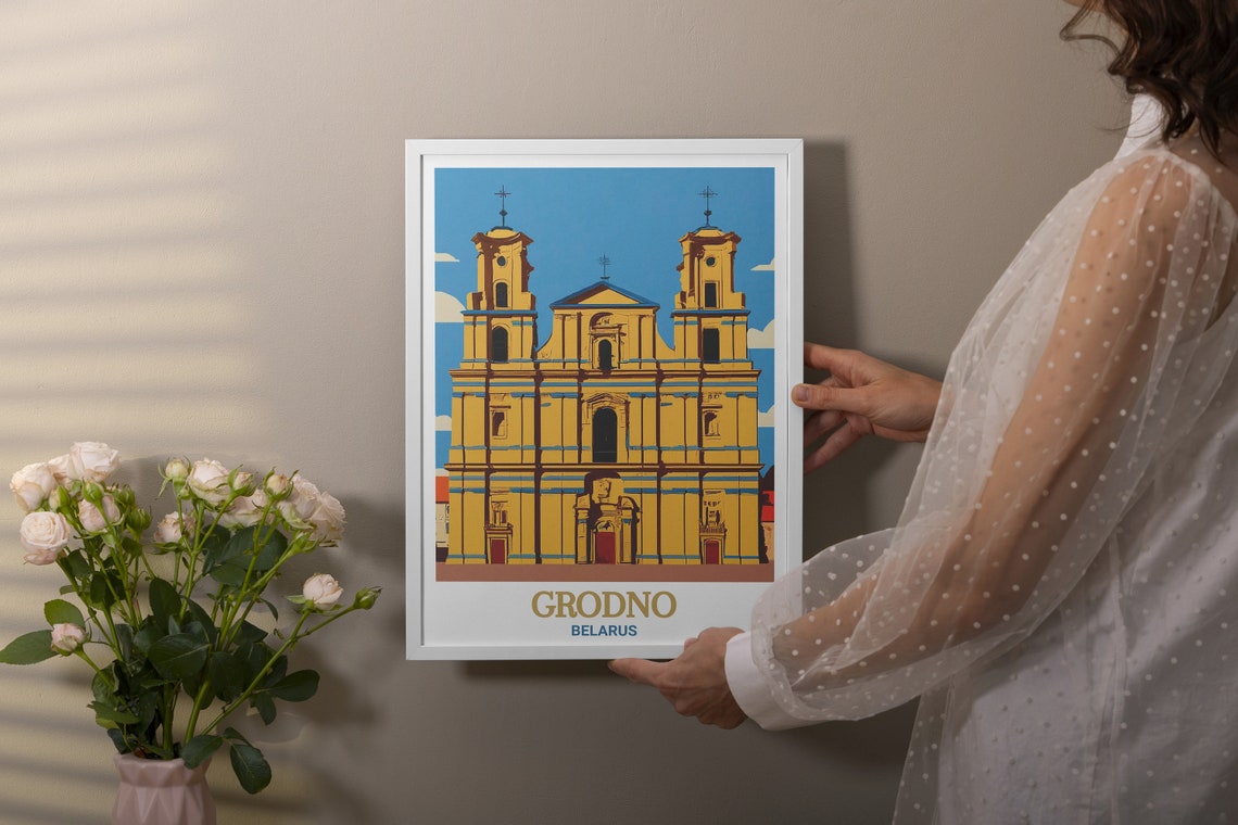 Grodno Belarus St Francis Xavier Cathedral Facade Travel Poster - Image 2
