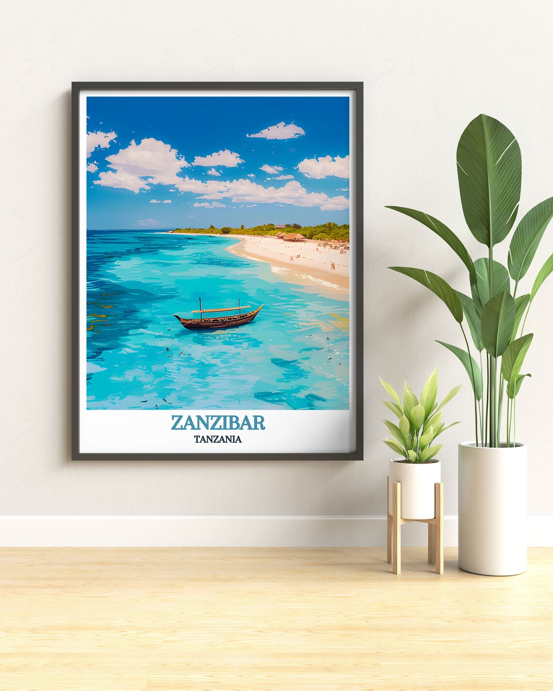 Zanzibar Nungwi Beach Turquoise Water Dhow Boat Travel Poster - Image 3