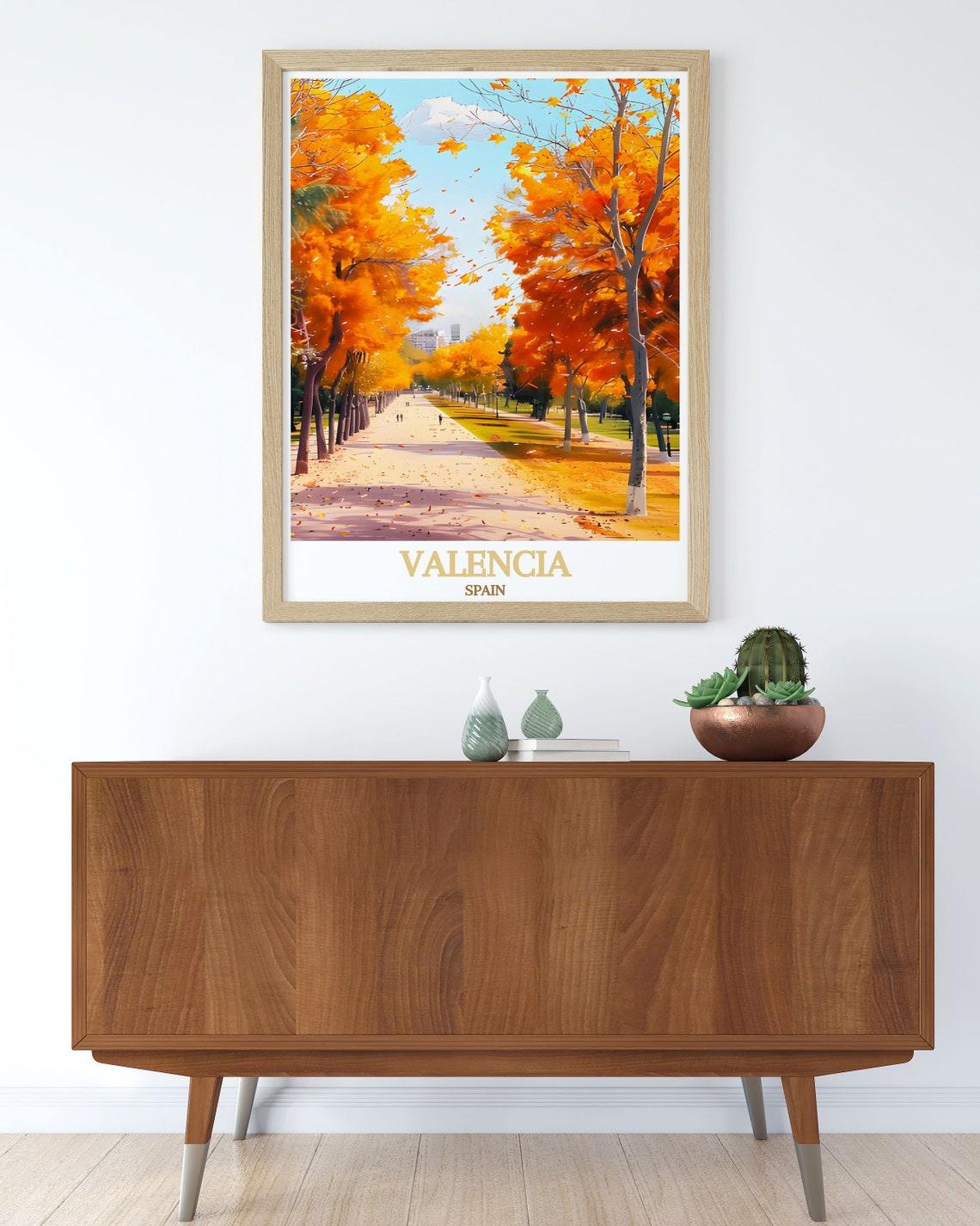Valencia Spain Autumn Avenue Of Golden Orange Trees In Fall Poster - Image 3
