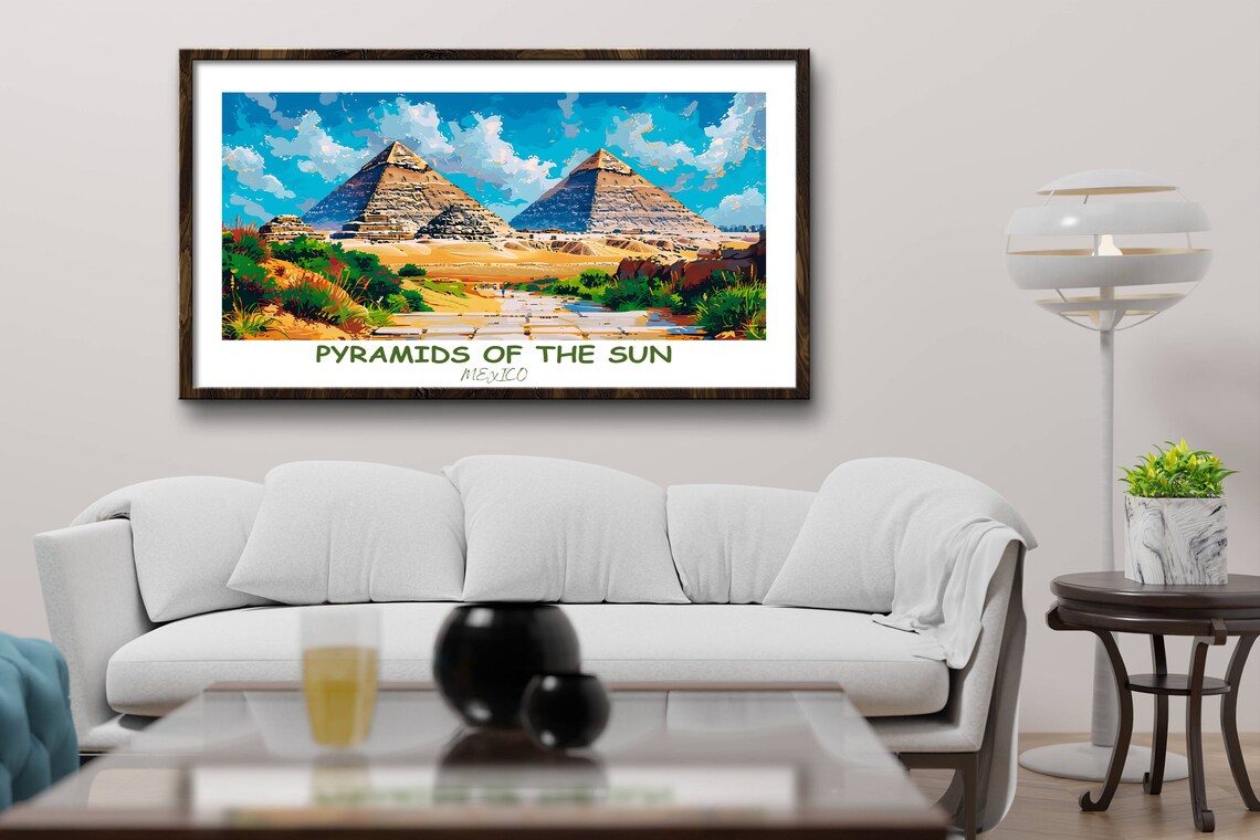 Pyramids Of The Sun Mexico Desert Caravan Path Vintage Travel Poster - Image 3