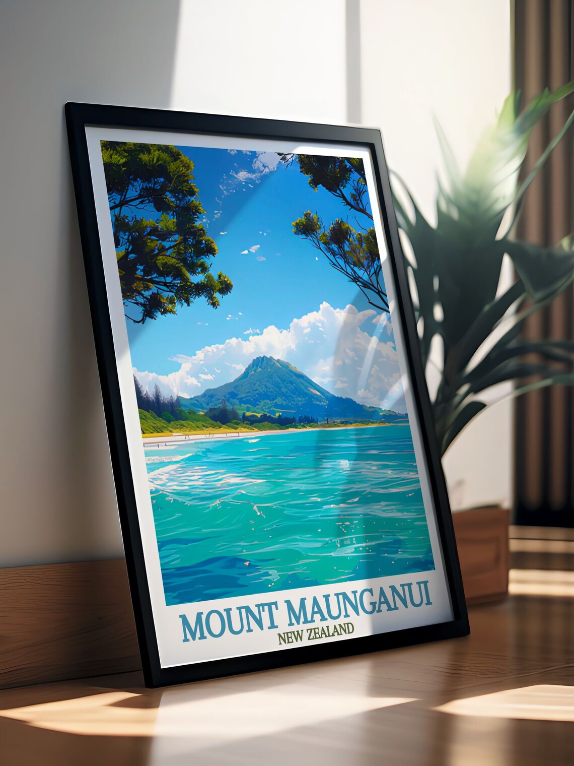Mount Maunganui Turquoise Sea Waves Mauao New Zealand Poster - Image 2