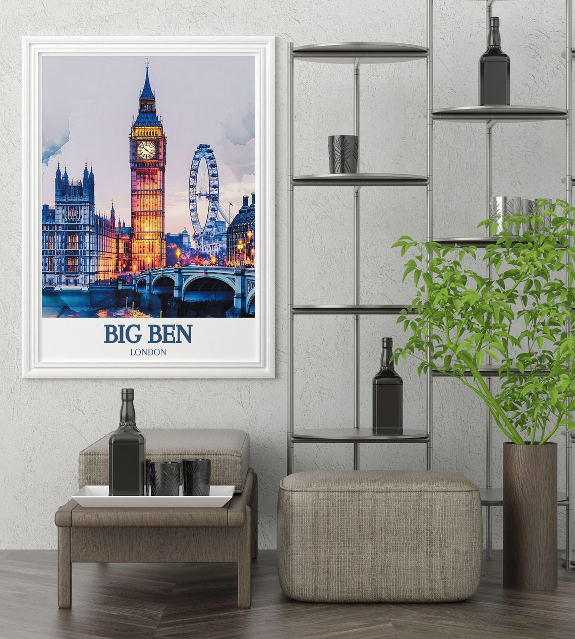 Big Ben London Dusk View With London Eye Westminster Bridge Poster - Image 2