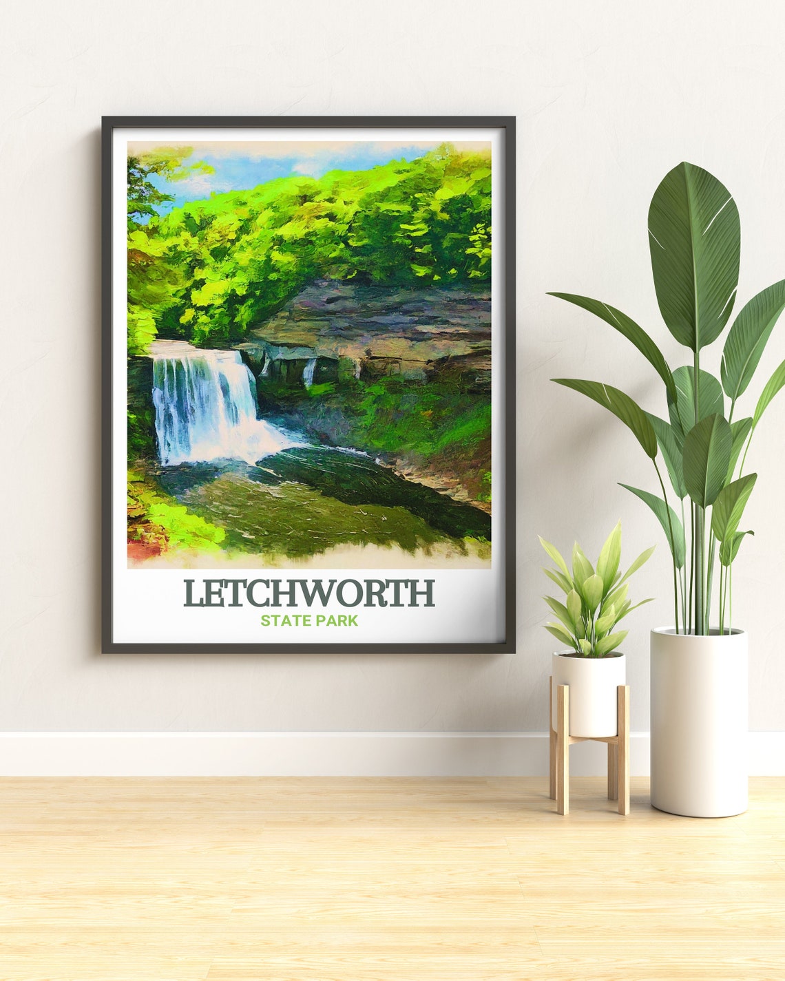 Letchworth State Park Gorge Waterfall Plunge Scenic Nature Poster - Image 2
