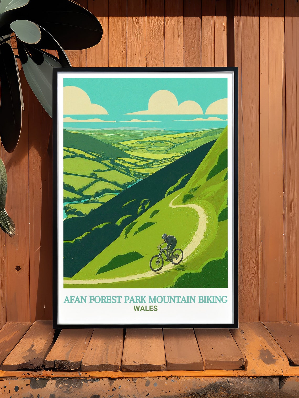 Afan Forest Park Mountain Biker on Green Valley Trail Poster - Image 2