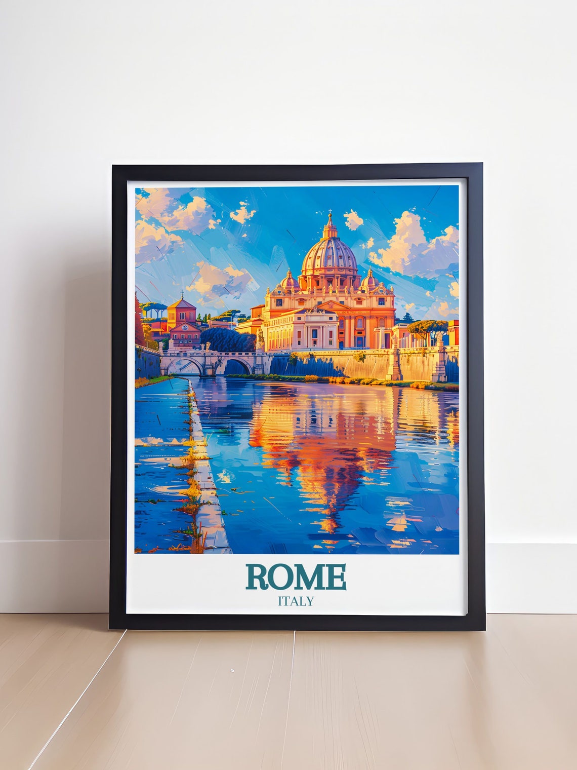 Rome Italy St Peters Basilica Sunset Reflection Travel Poster - Image 4