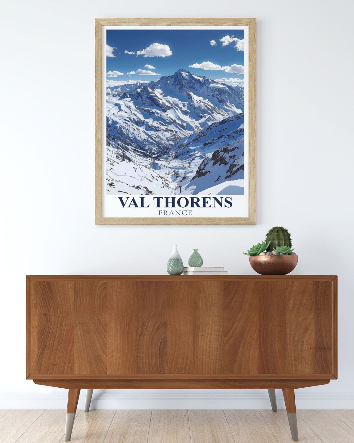 Val Thorens France Snowy Alpine Valley Cable Car Mountain Peaks Poster - Image 3