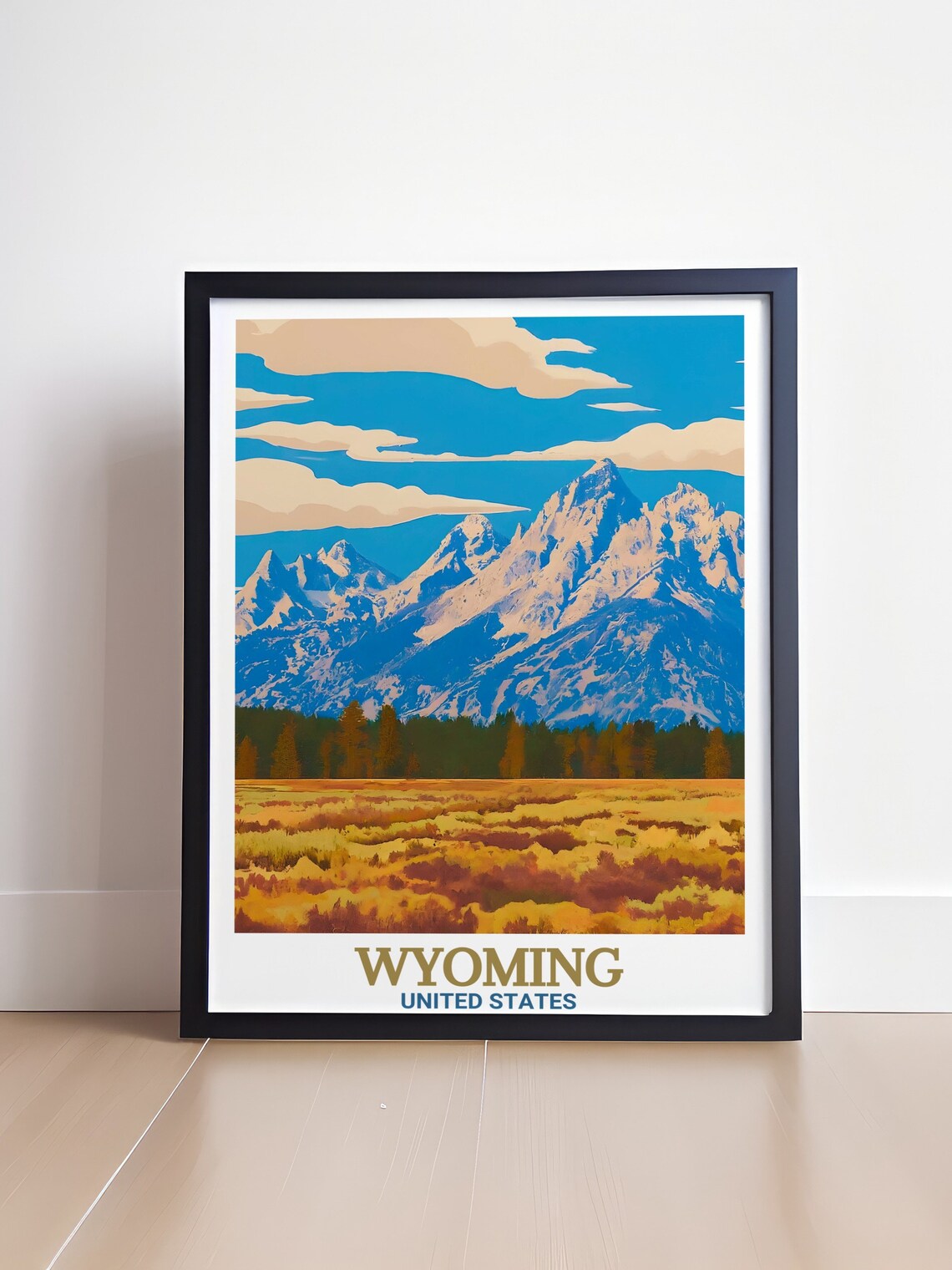 Grand Teton Wyoming Mountains Golden Meadow Vintage Travel Poster - Image 4