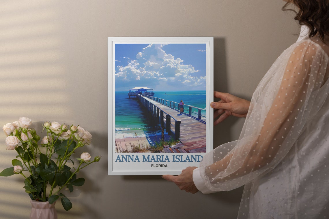 Florida Anna Maria Island Wall Art Anna Maria City Pier Art Print Anna Maria City Pier Travel Poster Coastal Wall Decor - Image 3
