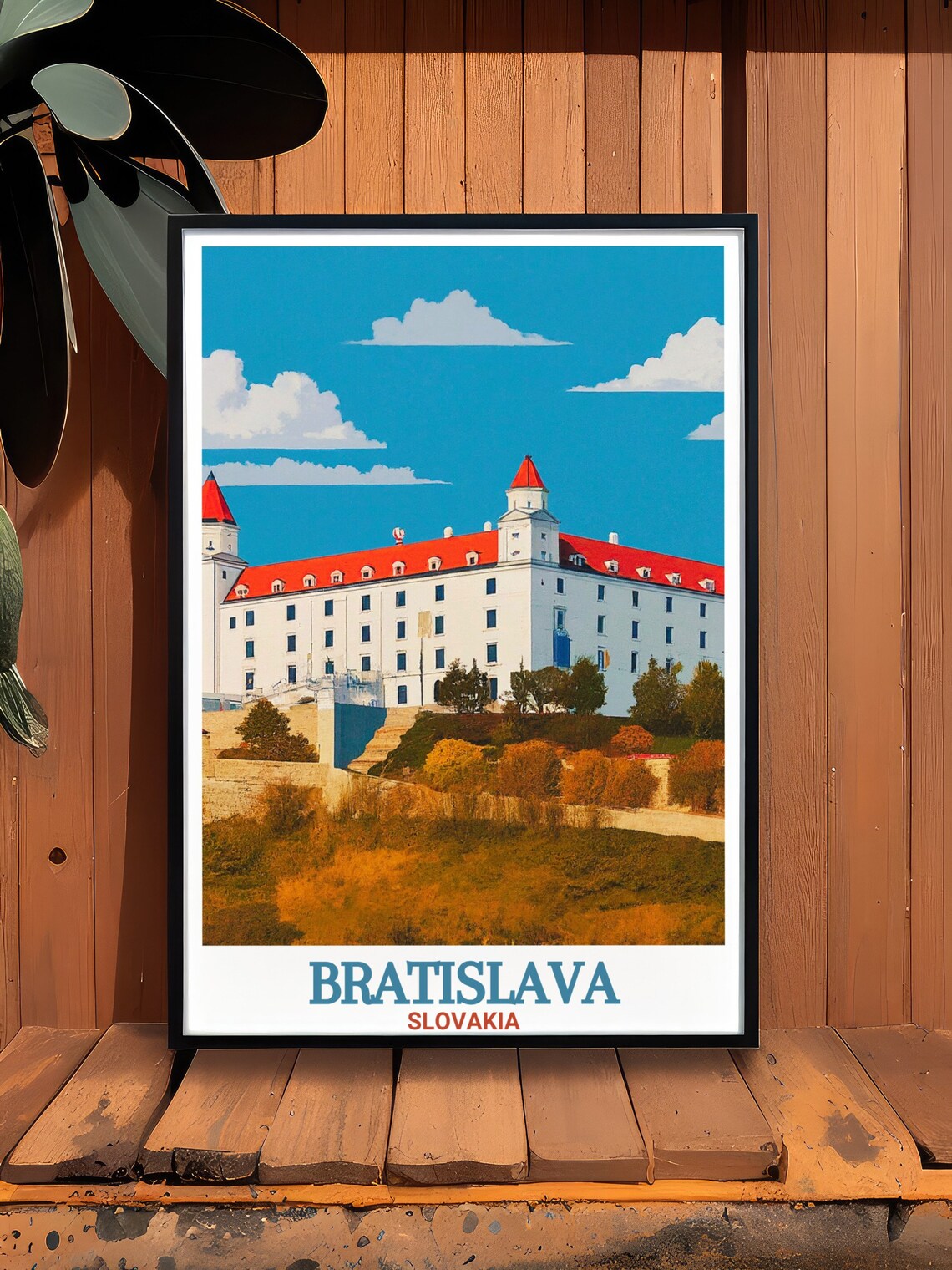 Bratislava Castle Slovakia White Red Roofs Vintage Travel Poster - Image 2