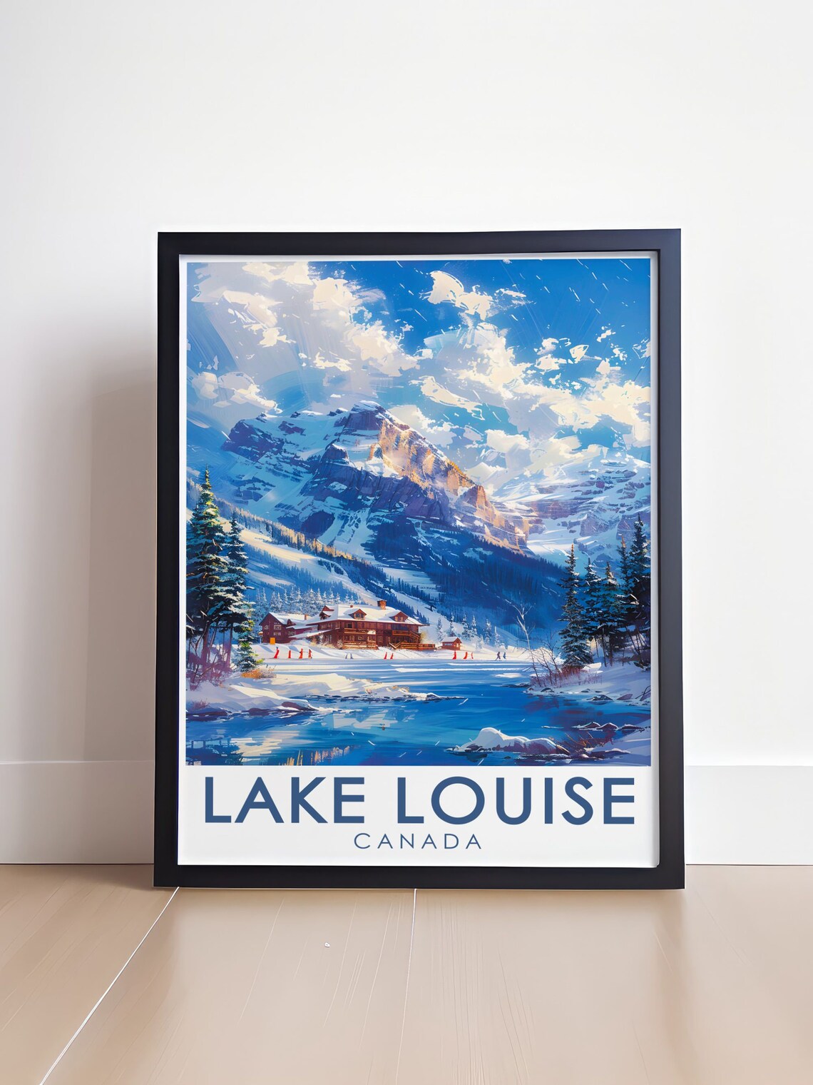 Lake Louise Canada Winter Lodge Set Beneath Snowy Peaks Poster - Image 4