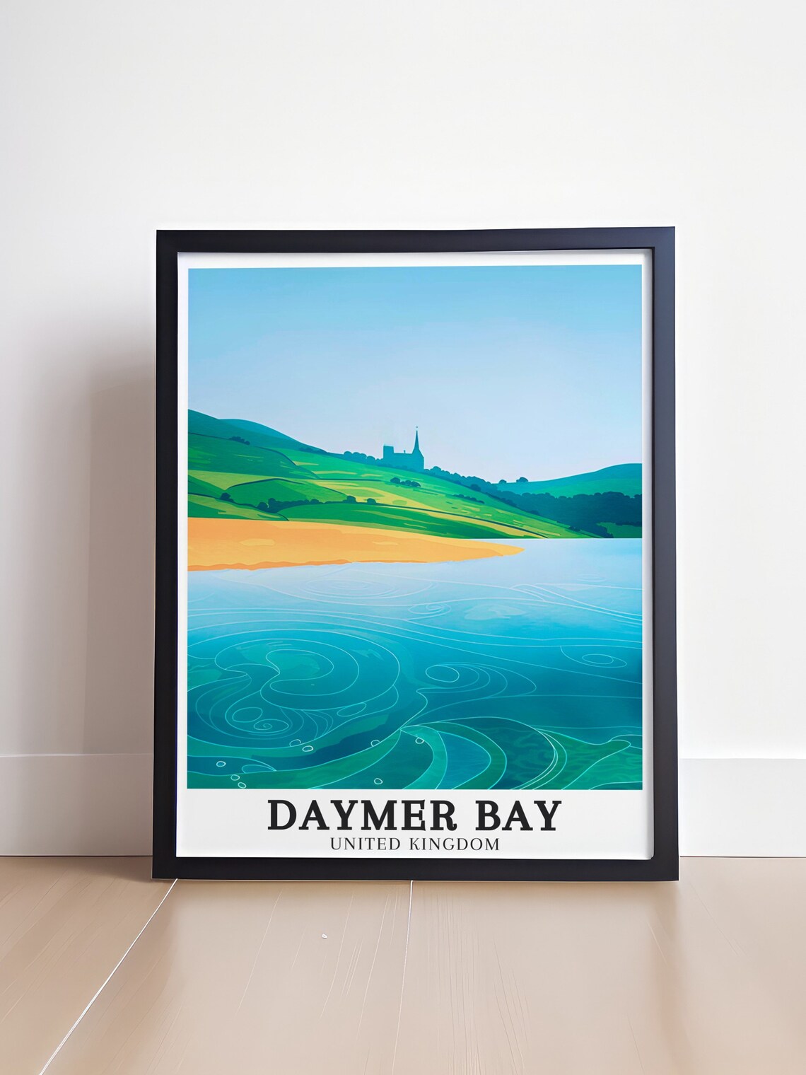 Daymer Bay Beach Dunes Church Cornwall Coast Vintage Travel Poster - Image 4