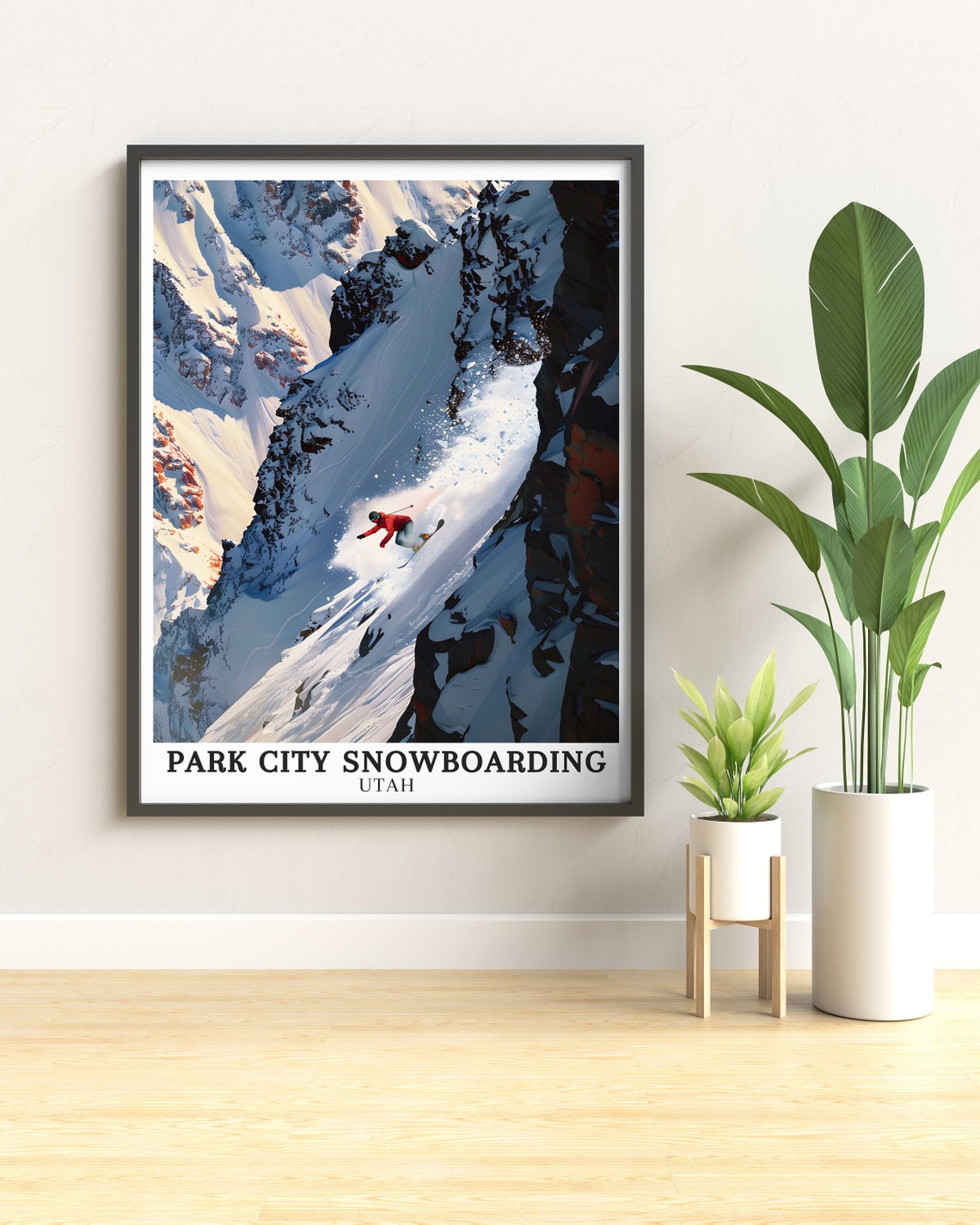 Park City Snowboarding Utah Steep Powder Couloir Rush Poster - Image 3