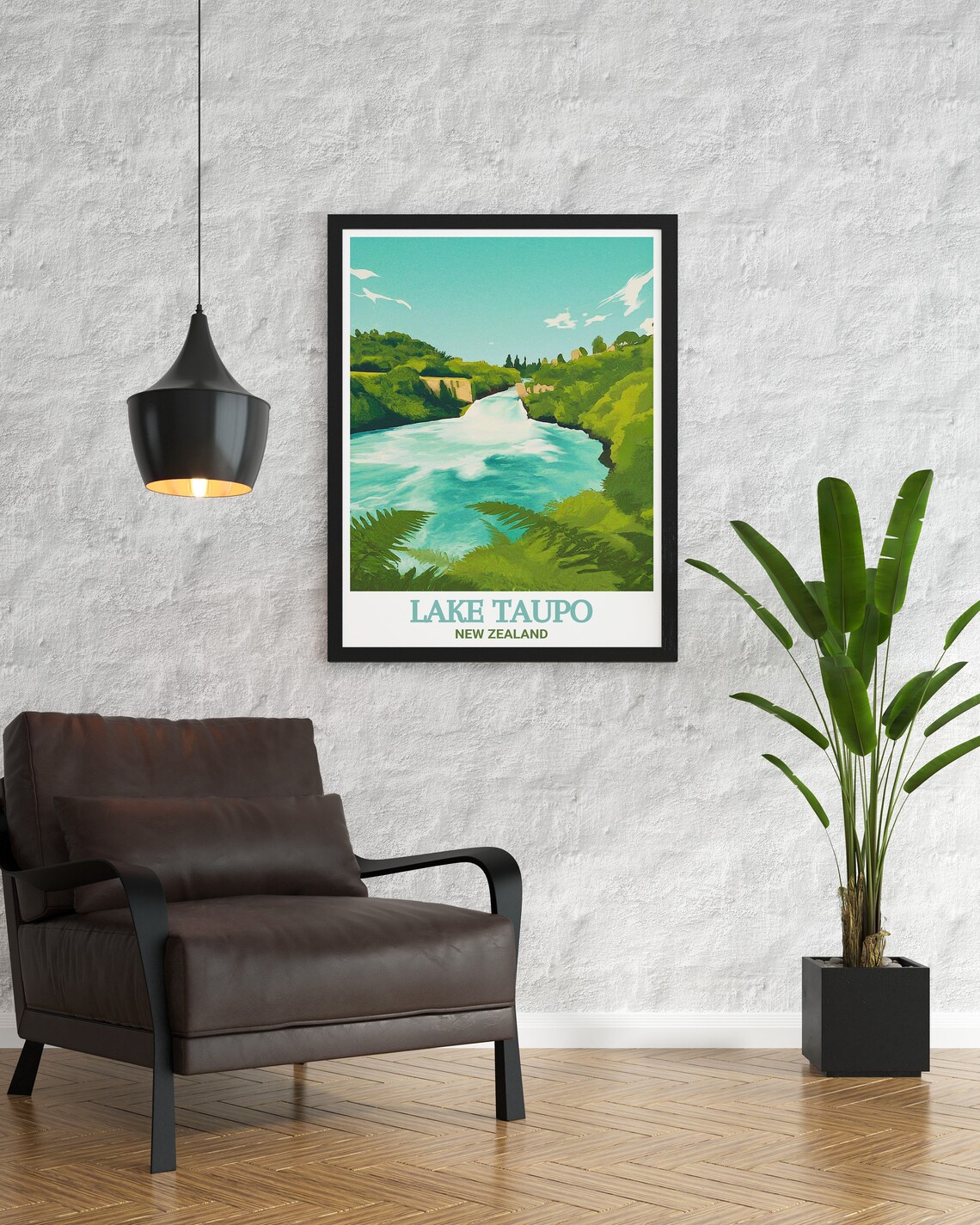 Lake Taupo New Zealand Huka Falls Turquoise Rapids Art Poster - Image 2