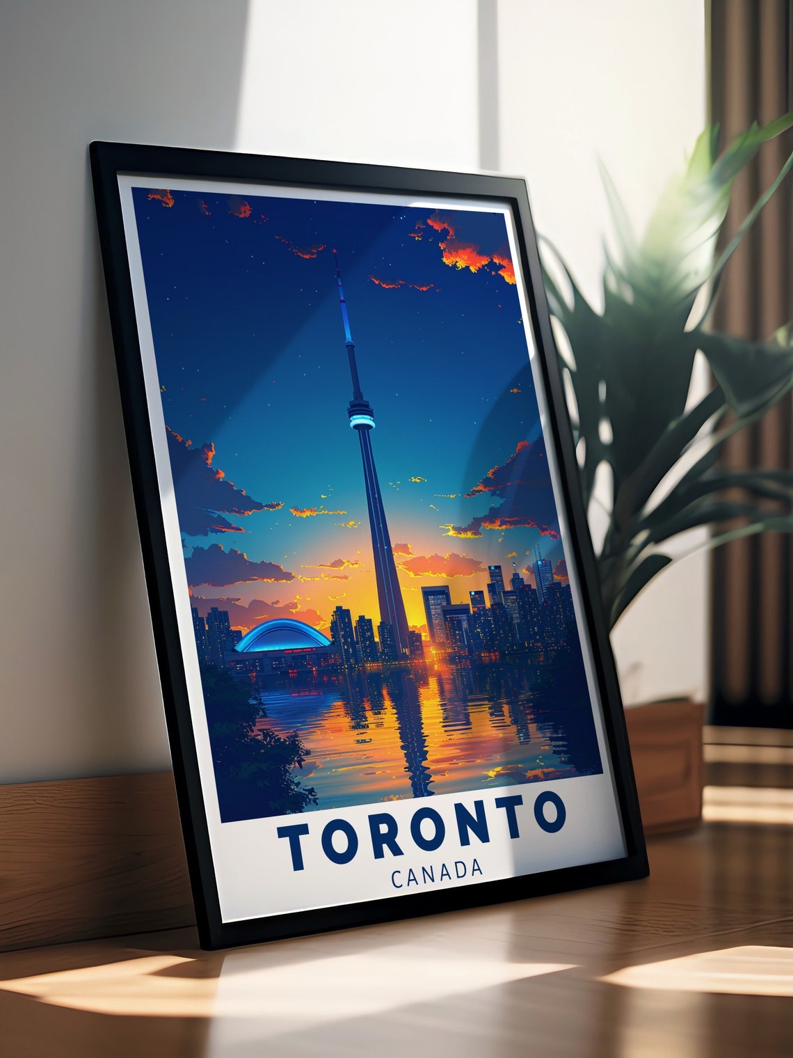 Toronto Canada CN Tower Illuminated Skyline Sunset Travel Poster - Image 2