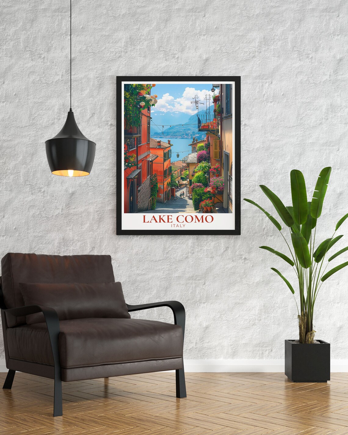 Lake Como Bellagio Flower Street Lake View Italy Charming Poster - Image 3