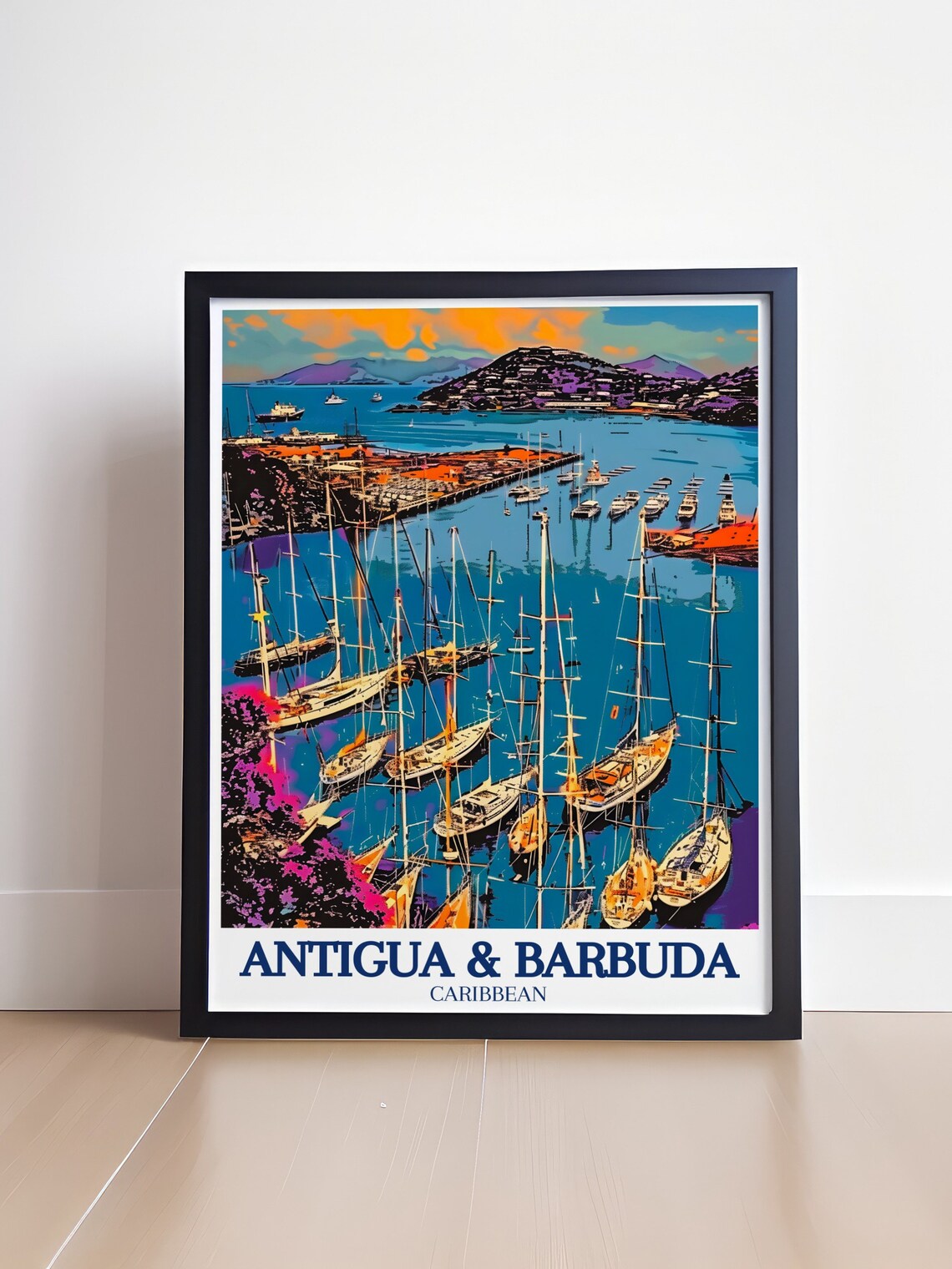 Antigua and Barbuda English Harbour Sailboats Pop Art Travel Poster - Image 4