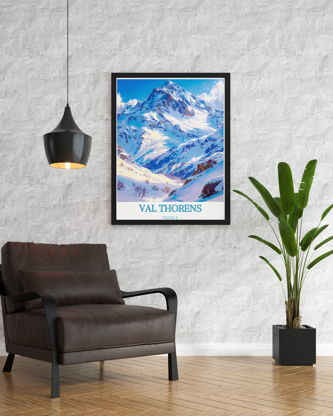 Val Thorens France Snowy Peak Winter Resort Panoramic View Poster - Image 2
