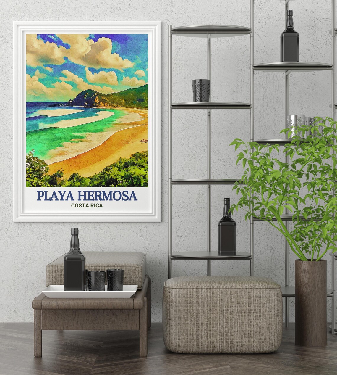 Playa Hermosa Costa Rica Golden Beach Sweeping Aerial View Poster - Image 3
